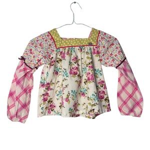 Matilda Jane Pink and Green Floral Blouse Size 6